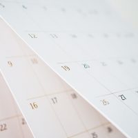 A close up of the calendar pages with numbers