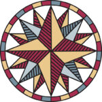 A circular design with a star in the center.